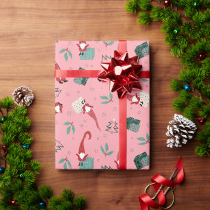Papier Cadeau Nains mignons drôles et cadeaux de Noël sur fond r