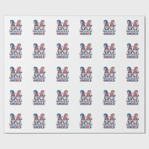 Papier Cadeau Nains Patriotiques Bonne Fête du 4 Juillet America
