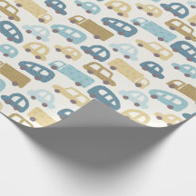 Papier Cadeau Naissance Garçon Voitures & Camions