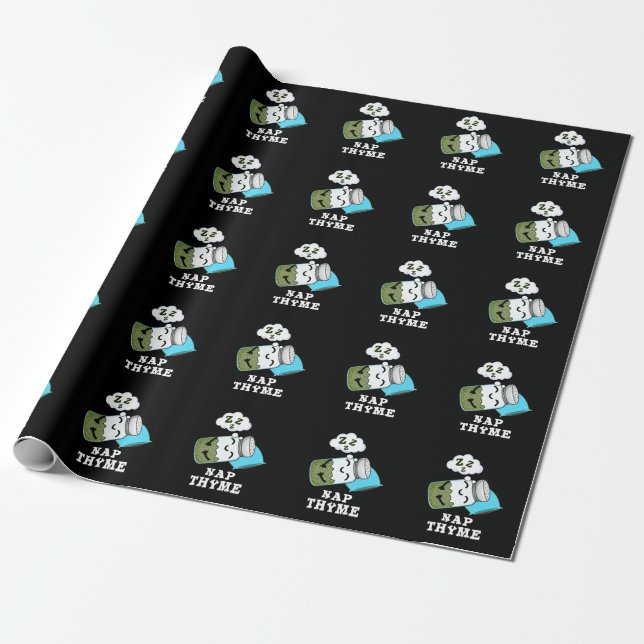 Papier Cadeau Nap Thyme Funny Dormir Herbe Pun Dark BG (Déroulé)