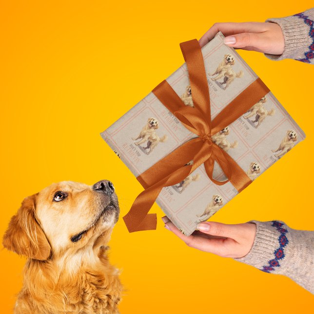 Papier Cadeau N'arrêtez pas de récupérer - amoureux des chiens - (Don't Stop Retriving - dog lover -Golden Retriever Wrapping Paper)