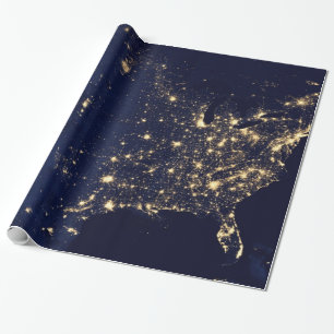 Papier Cadeau Nasa Lumières depuis l'espace États-Unis
