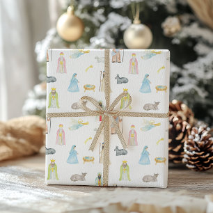 Papier Cadeau Nativité de la aquarelle Noël