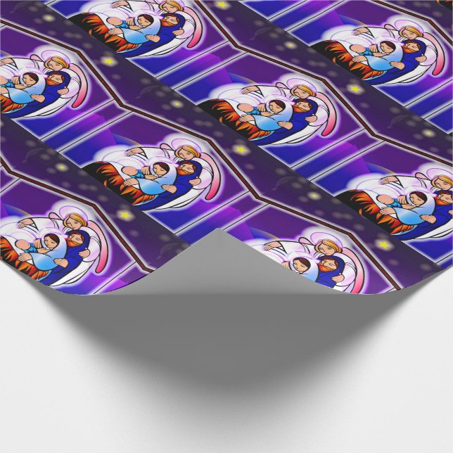 Papier Cadeau Nativité de Noël avec Jésus-Bébé (Coin)