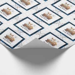 Papier Cadeau Nativité de Noël Pembroke Welsh Corgi (rouge1) Amu
