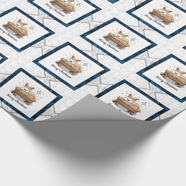 Papier Cadeau Nativité de Noël Pembroke Welsh Corgi (rouge1) Amu (Coin)