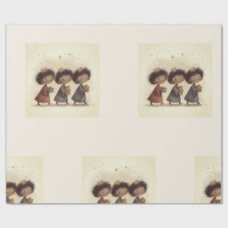 Papier cadeau Nativité des Trois Sages Noirs 1