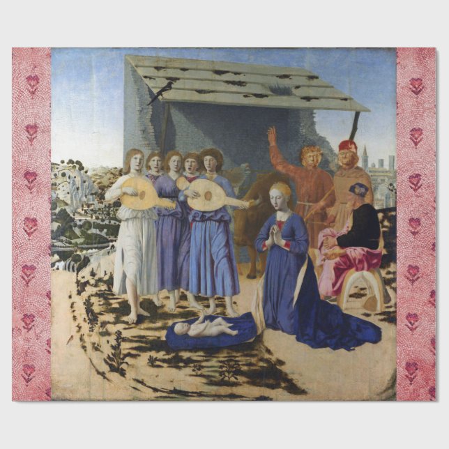 Papier Cadeau NATIVITY OF JESUS, ANGELS by PIERO DELLA FRANCESCA (Plat)
