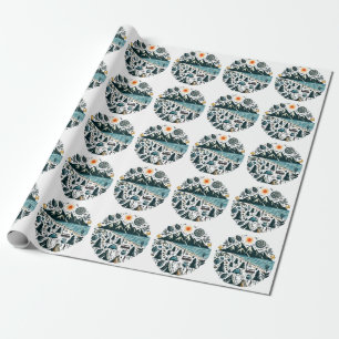 Papier Cadeau Nature Aventure Camping Exploration Voyage
