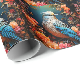 Papier Cadeau Nature lunaire Oiseau bleu