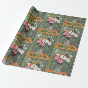 Papier Cadeau Nature morte florale rose vintage de Henri Roussea