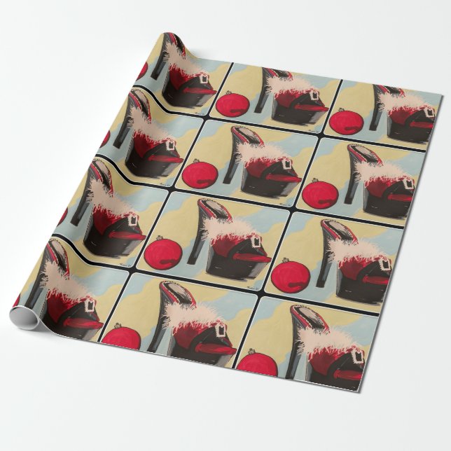 Papier Cadeau Naughty Girl Christmas 2020 Peinture sur un (Déroulé)