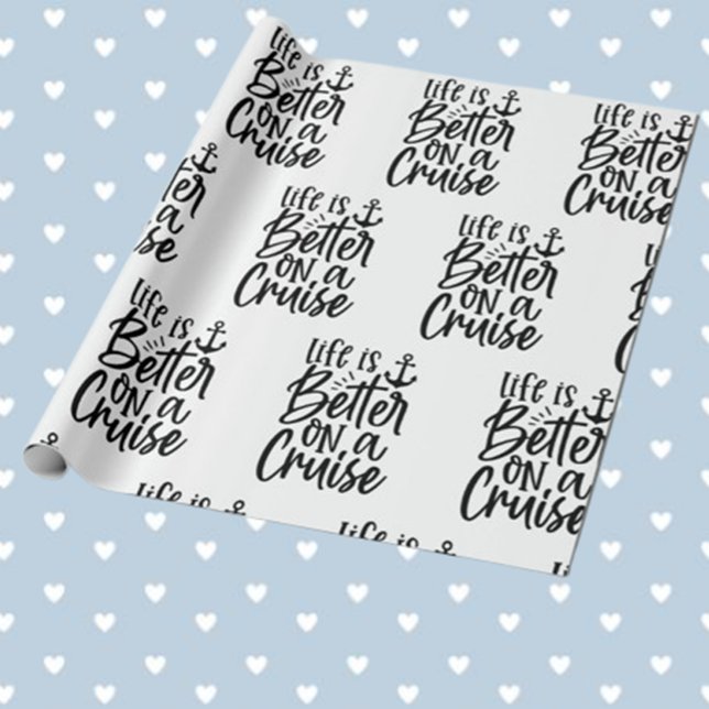 Papier Cadeau Nautical Life est meilleur sur le thème de la croi (Celebrate special moments with our "Life is better on a cruise" nautical wrapping paper )