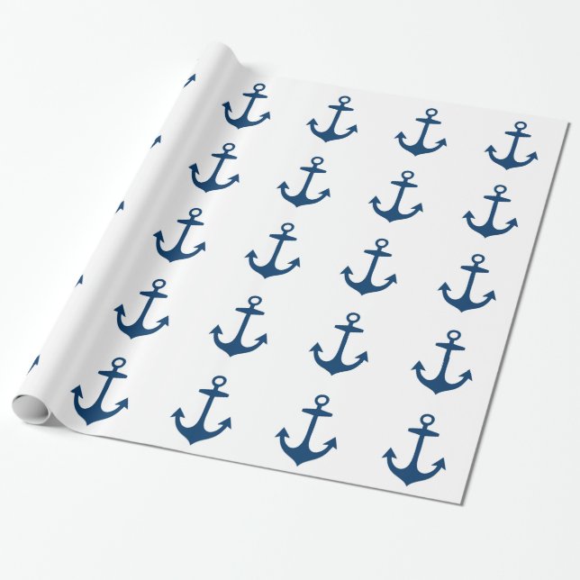 Papier Cadeau Nautique mignon de bleu marine inspiré (Déroulé)