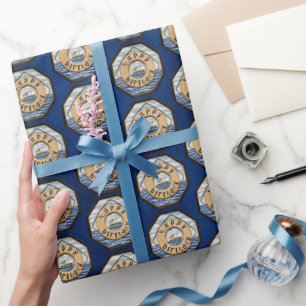 Papier Cadeau Navire à vapeur vintage avec anneau de naissance