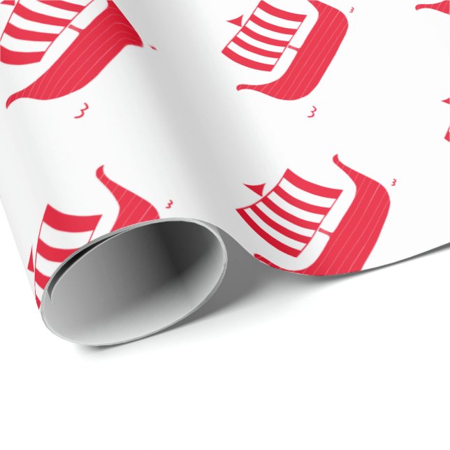 Papier Cadeau Navires viking avec couleur personnalisable (Coin rond)