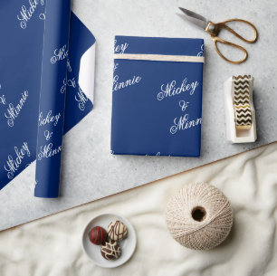 Papier cadeau Navy avec nom de couple élégant