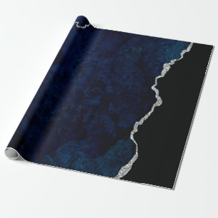 Papier Cadeau Navy et Agate argentée