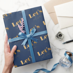 Papier Cadeau Navy et Or Élégant Anniversaire de Naissance Céléb