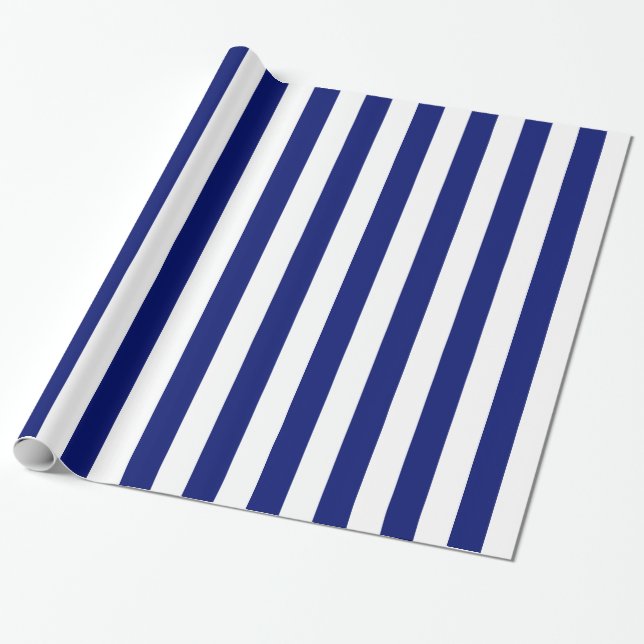 Papier Cadeau Navy et White Bold Stripes (Déroulé)