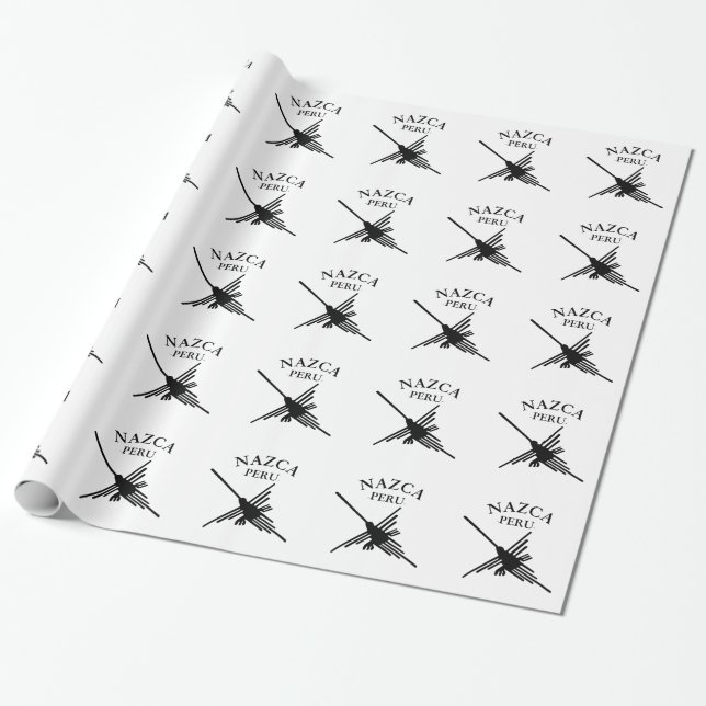 Papier Cadeau Nazca Pérou Colibri Avec Texte Courbé (Déroulé)
