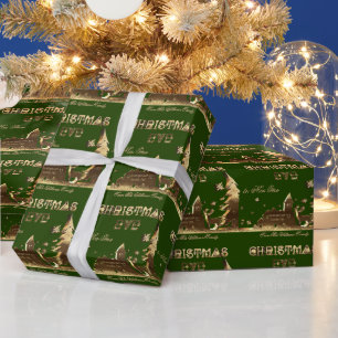 Papier Cadeau Ne pas ouvrir avant Noël Eve Gold Green