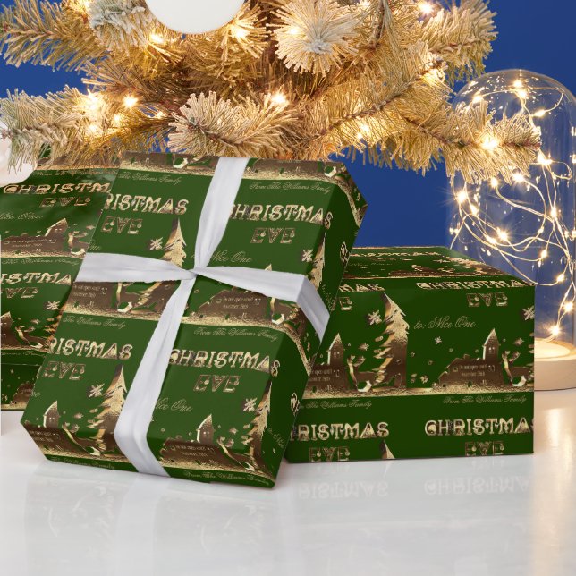 Papier Cadeau Ne pas ouvrir avant Noël Eve Gold Green (Vacances)