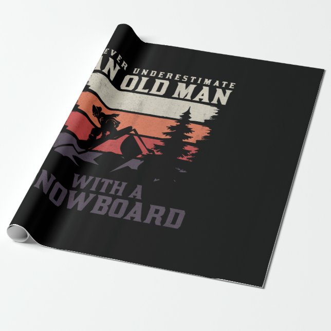 Papier Cadeau ne sous-estimez jamais un vieil homme avec un snow (Déroulé)