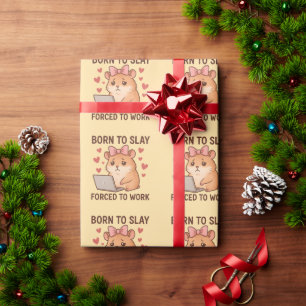 Papier Cadeau Née pour détruire, forcée de travailler, hamster f