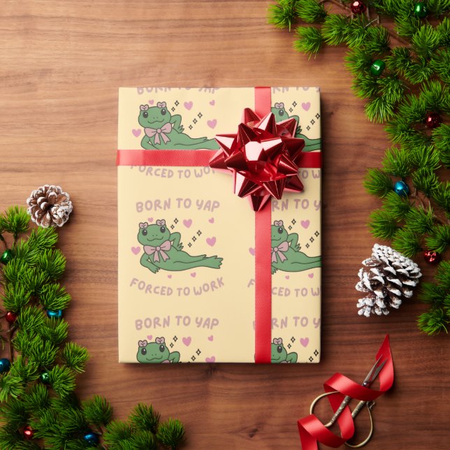 Papier Cadeau Née pour japper, forcée de travailler Drôle de gre (Cadeau de vacances)
