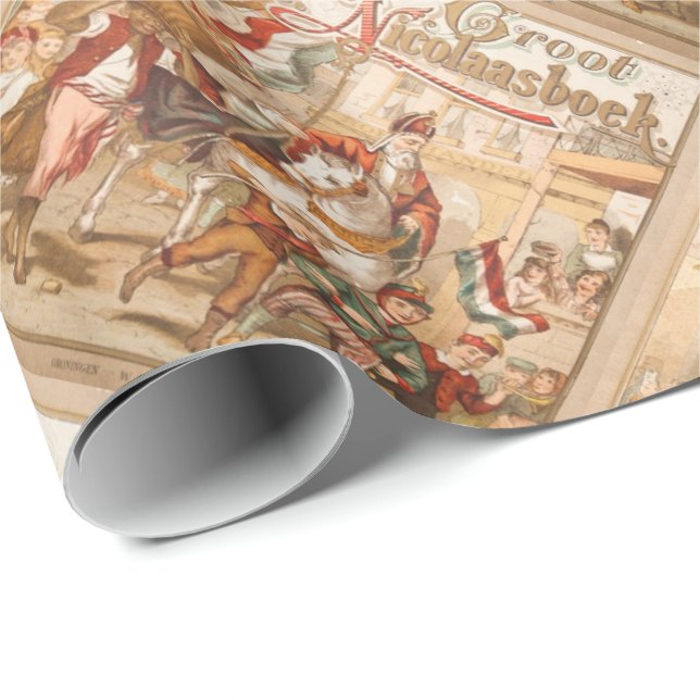 Papier Cadeau Néerlandais Sinterklaas de jour de St Nick sur le (Coin rond)