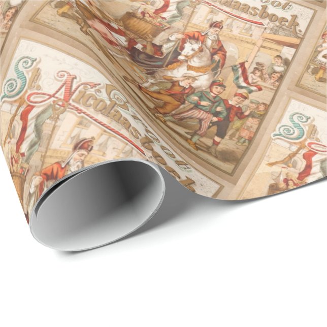 Papier Cadeau Néerlandais Sinterklaas de jour de St Nick sur le (Coin rond)