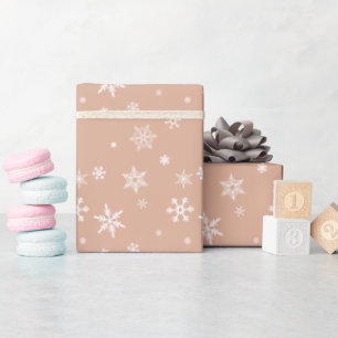 Papier Cadeau Neige blanche sur Dusty Rose cadeau de Noël modern
