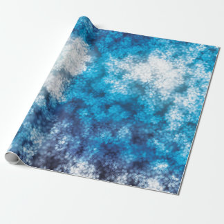 Papier Cadeau Neige bleue de parties scintillantes de Bokeh de