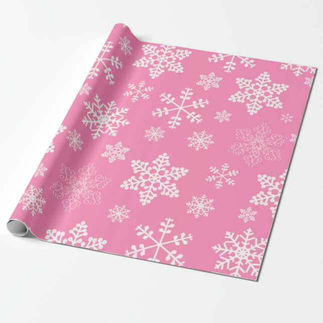 Papier Cadeau neige rose de noël (Déroulé)