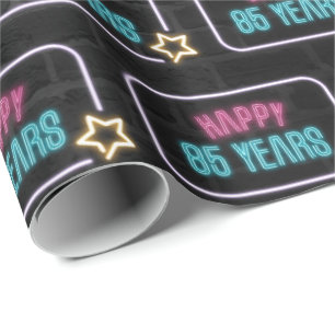 Papier Cadeau Neon 85e Marque d'anniversaire en brique