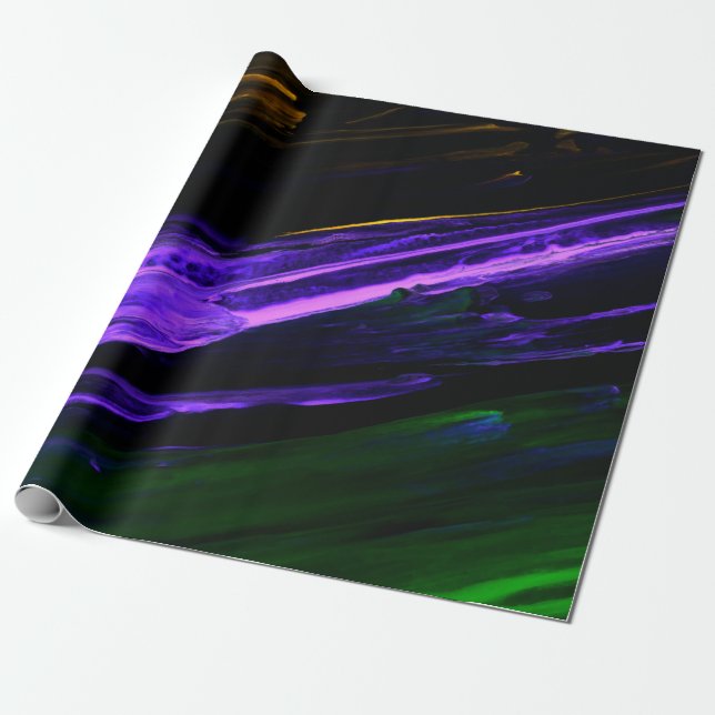 Papier Cadeau Neon bleu, vert et violet créatif main abstraite (Déroulé)