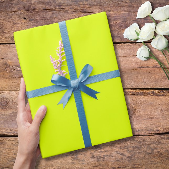 Papier Cadeau Neon Chartreuse couleur solide | Classique | Éléga (Créateur téléchargé)