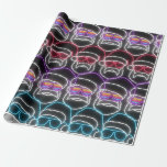 Papier Cadeau Neon Christmas Père Noël moderne<br><div class="desc">Papier d'enveloppement Père Noël de Noël moderne en néon</div>