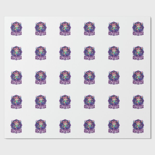 Papier Cadeau Néon de chat aérobic des années 80 - Conception dr (Plat)