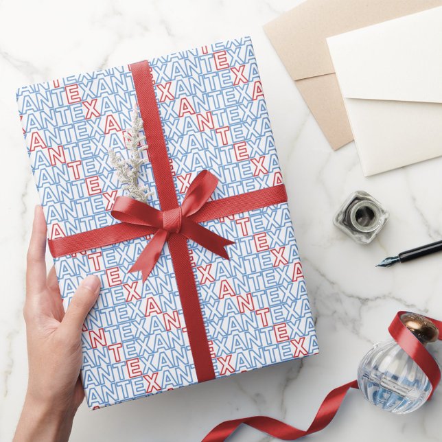 Papier Cadeau Néon du TEXAN rouge et bleu (Créateur téléchargé)