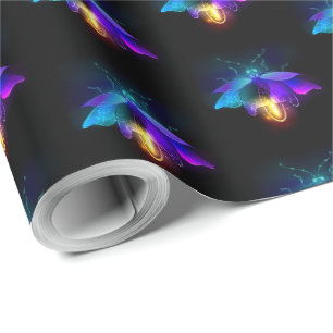 Papier Cadeau Neon Firefly sur noir