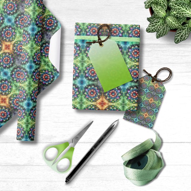 Papier Cadeau Neon Mandala céleste avec Abstraite vibrante (Celestial Neon Mandela Wrapping Paper )