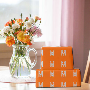 Papier Cadeau néon orange - monogramme gras