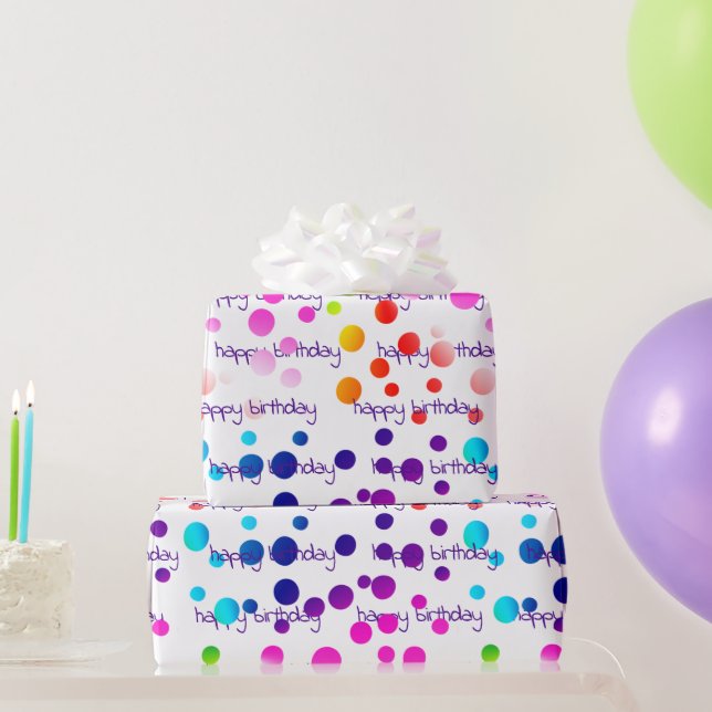 Papier Cadeau Neon Rainbow Pois d'anniversaire (Cadeaux de fête)