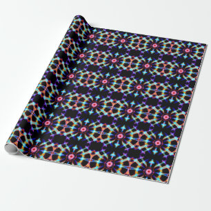 Papier Cadeau Neon Starburst Kaleidoscope