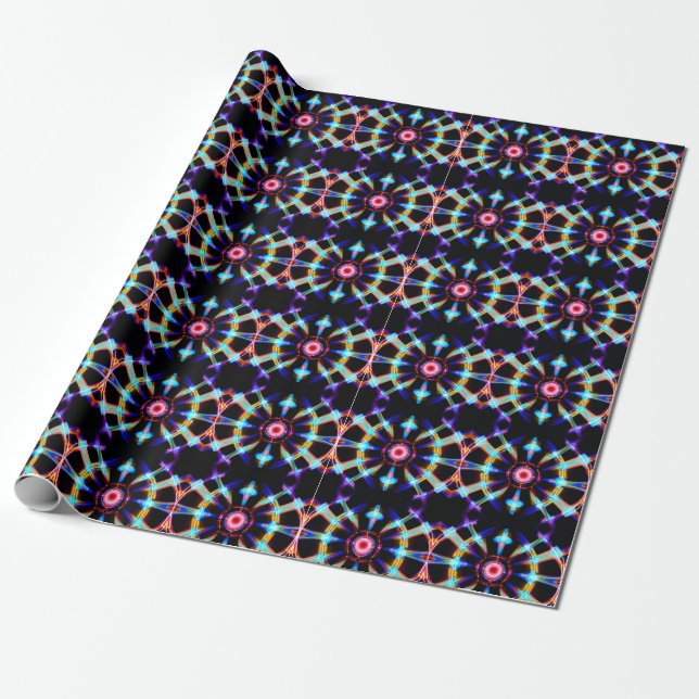 Papier Cadeau Neon Starburst Kaleidoscope (Déroulé)