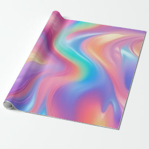 Papier Cadeau Neon tendance Pink Blue vert vert vagues abstraite