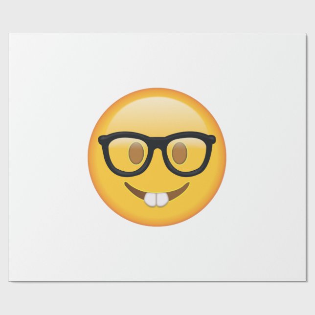 Papier Cadeau Nerd avec lunettes - Emoji (Plat)