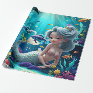 Papier Cadeau Nerina – La douce sirène des rêves de corail. 